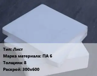 Капролон плита Лист ПА 6 s=8 300х600